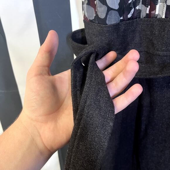 BURBERRY LONDON Sleeveless Printed Wool Angora Midi Dress in Gray Size 6 - Picture 4 of 7